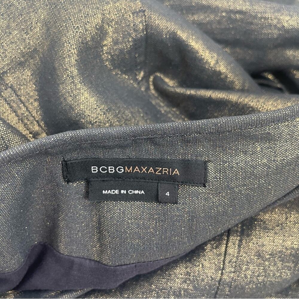 BCBGMAXAZRIA Skirt Size 4 Gold Black Pleated High Waisted A-Line Business Casual - Picture 3 of 14